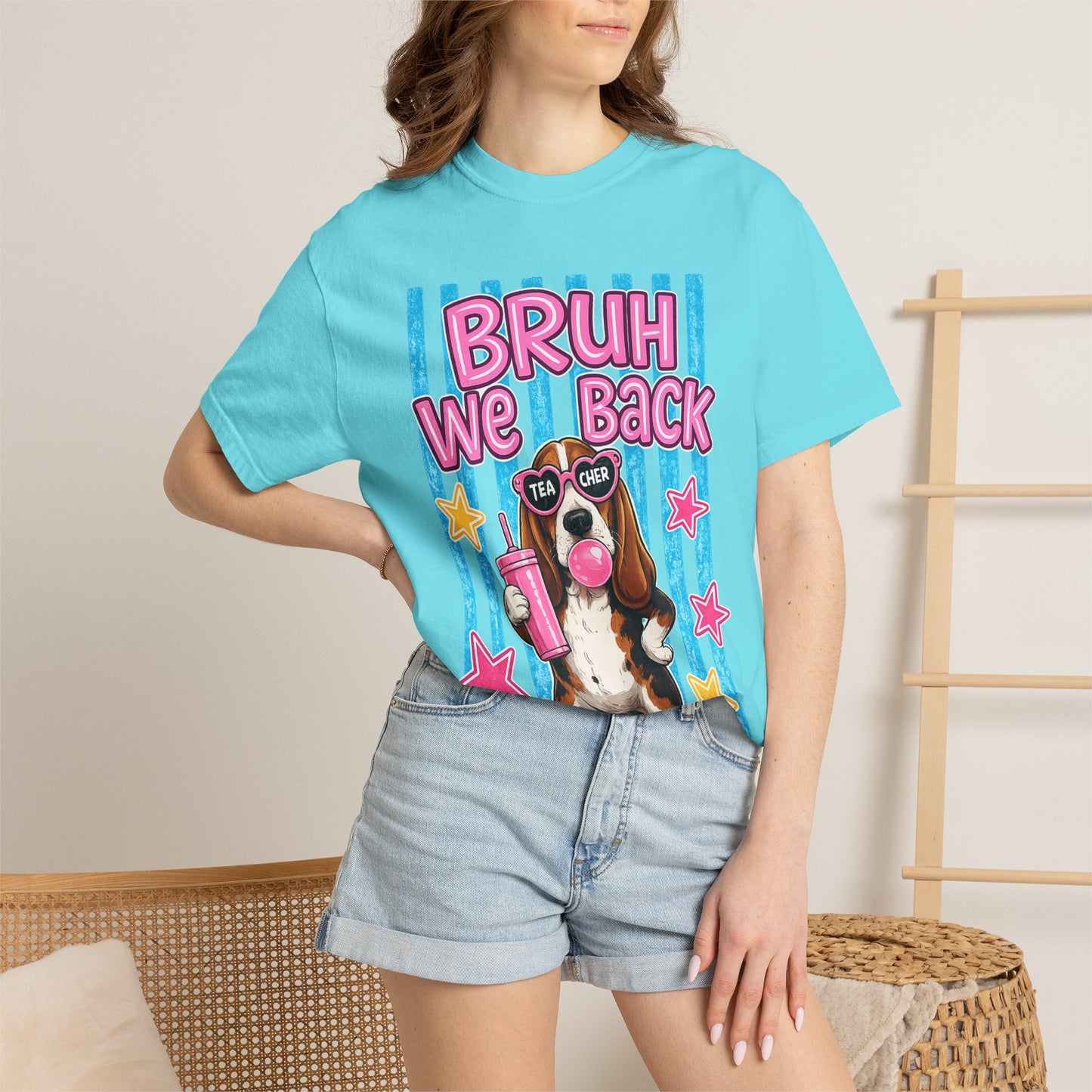 Bruh We Back T-Shirt — Cute Basset Hound Bubblegum Graphic Tee