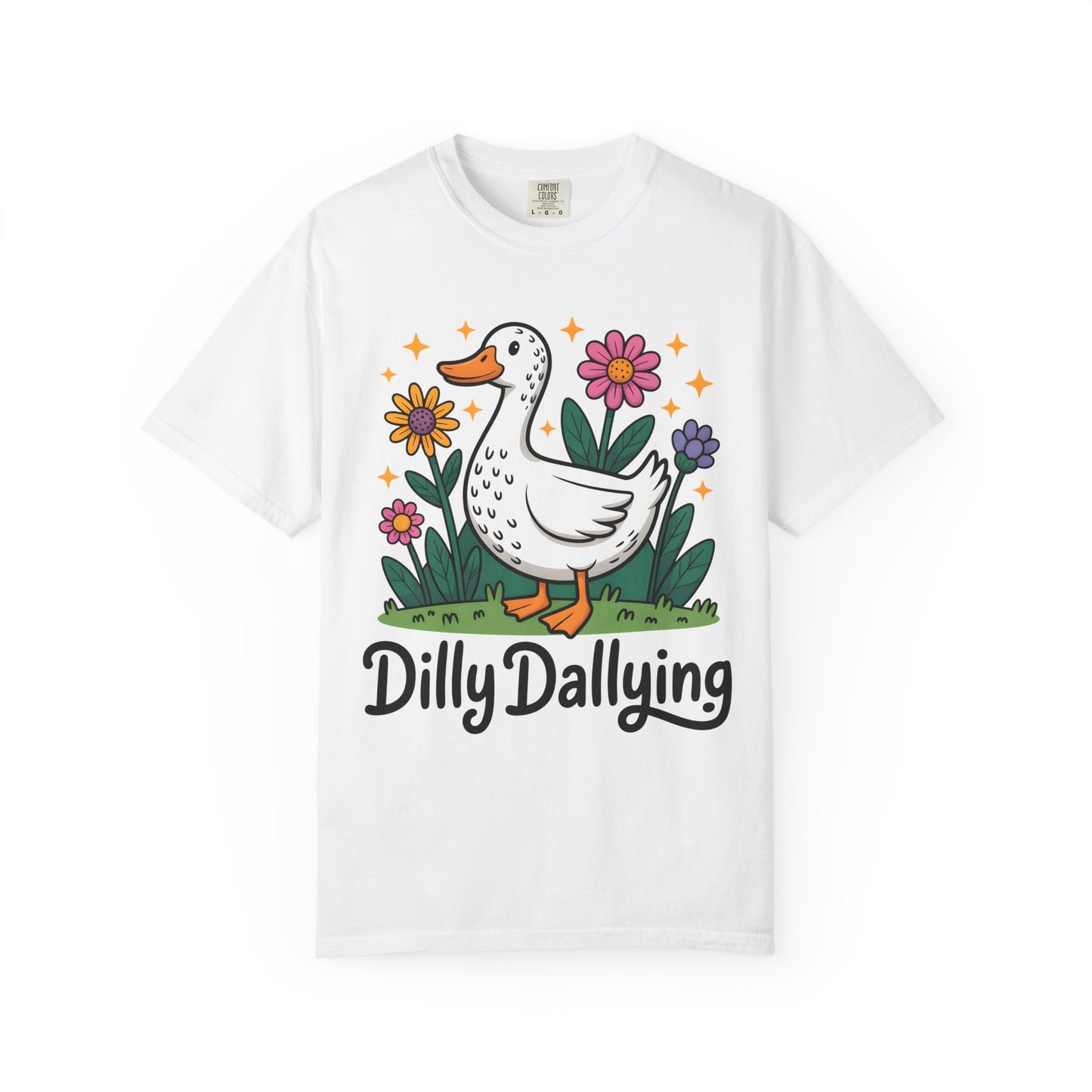 Dilly Dallying Duck T-Shirt — Cute Floral Goose Graphic Tee