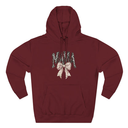 Mama Leopard Bow Hoodie — Mama Graphic Pullover for New Moms & Mother’s Day Gift