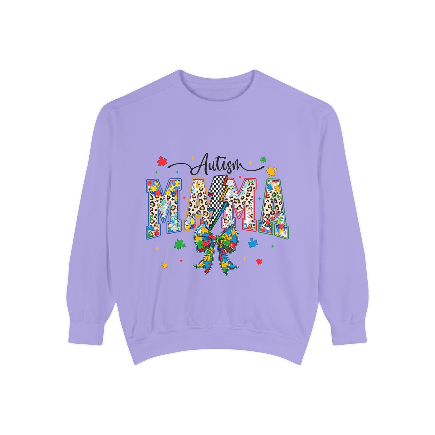 Autism Mama Sweatshirt — Colorful Puzzle Ribbon Mom Pullover