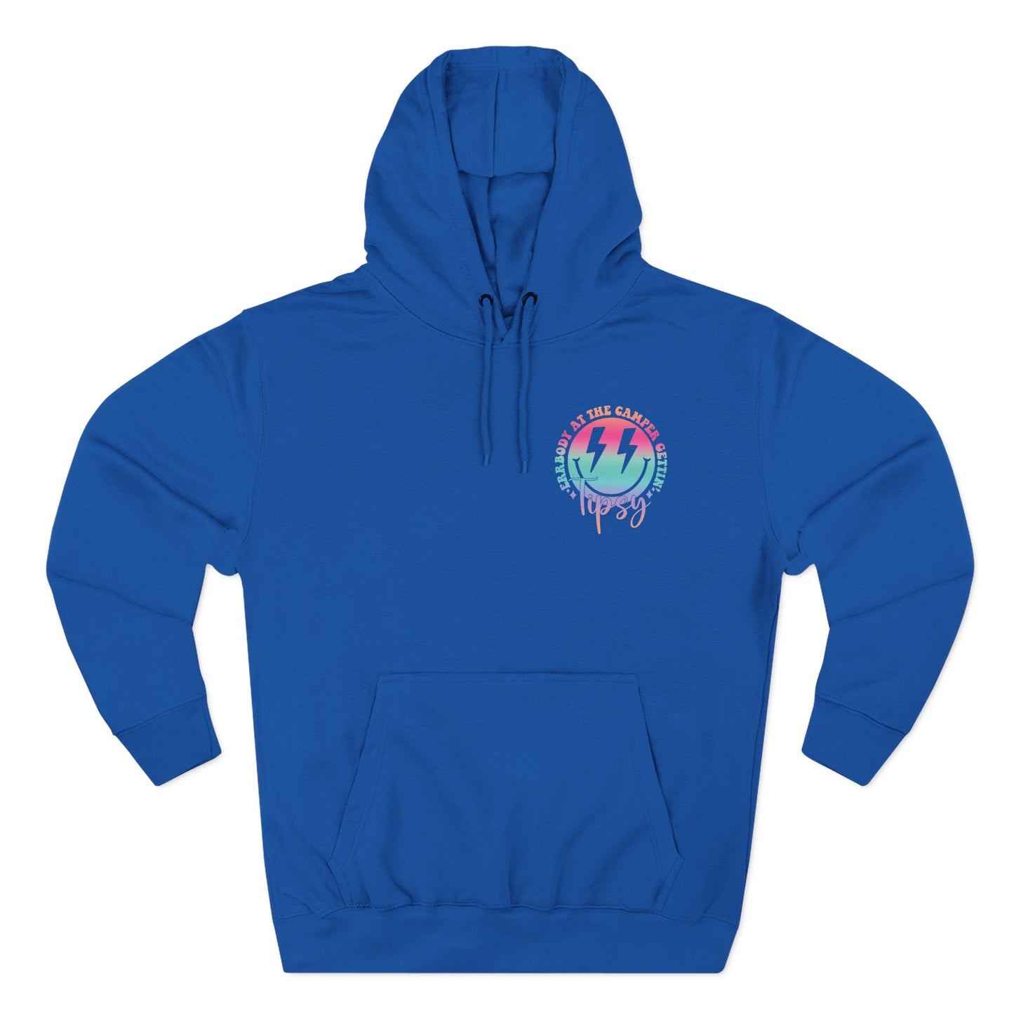 Gettin' Tipsy Camper Hoodie — Retro Pastel Camping Graphic Fleece