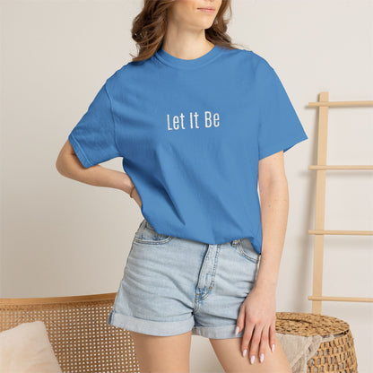 Embroidered T-Shirt — 'Let It Be' Minimal Script Graphic Tee