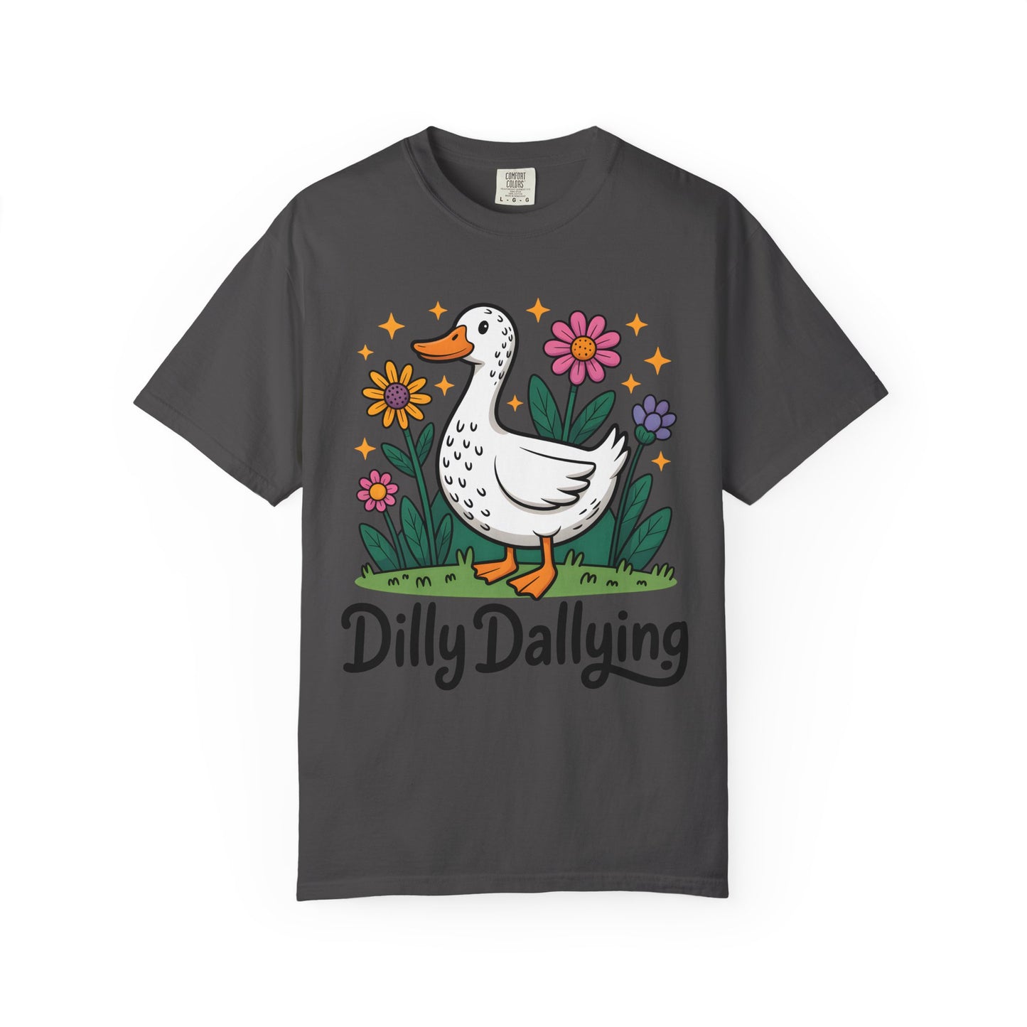 Dilly Dallying Duck T-Shirt — Cute Floral Goose Graphic Tee