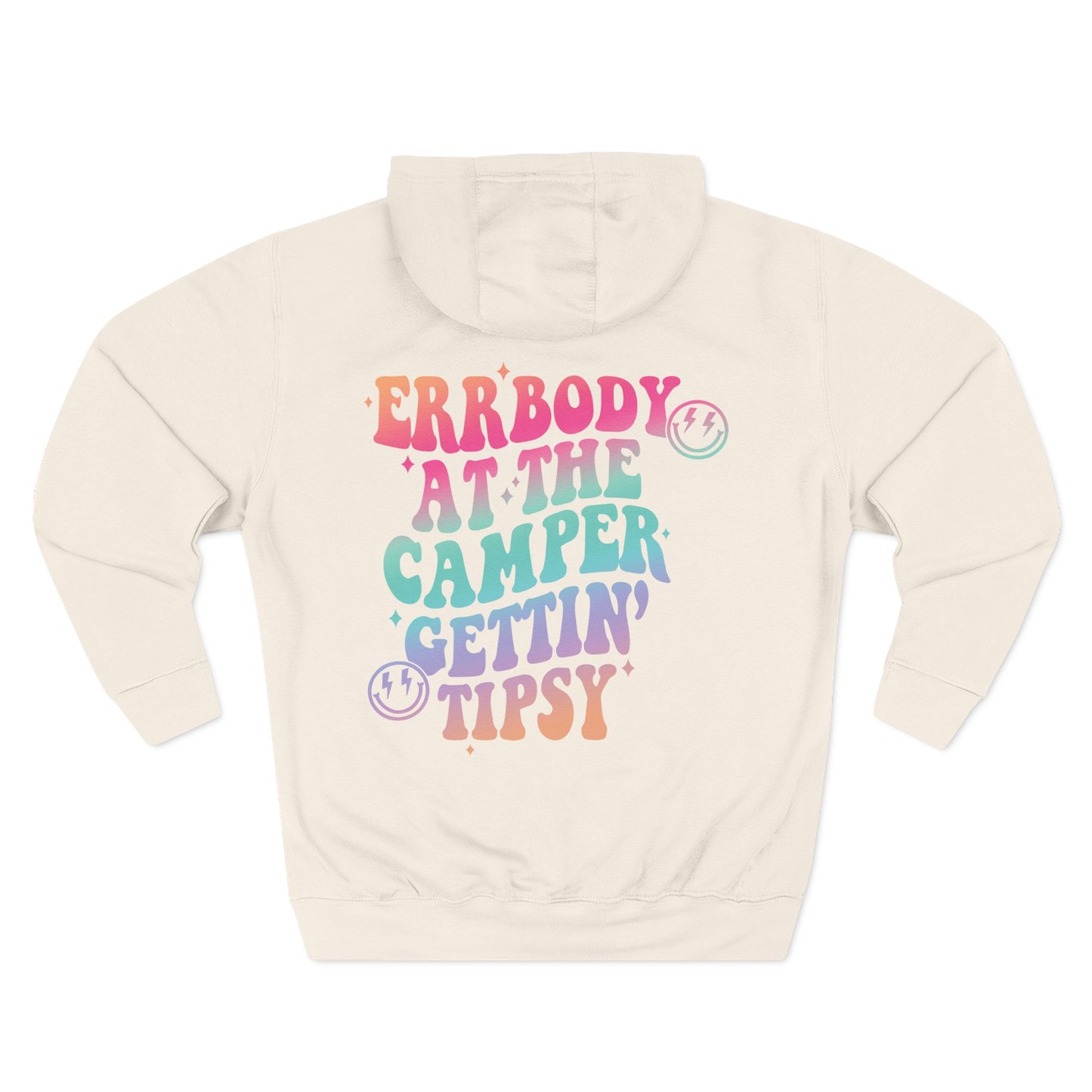 Gettin' Tipsy Camper Hoodie — Retro Pastel Camping Graphic Fleece