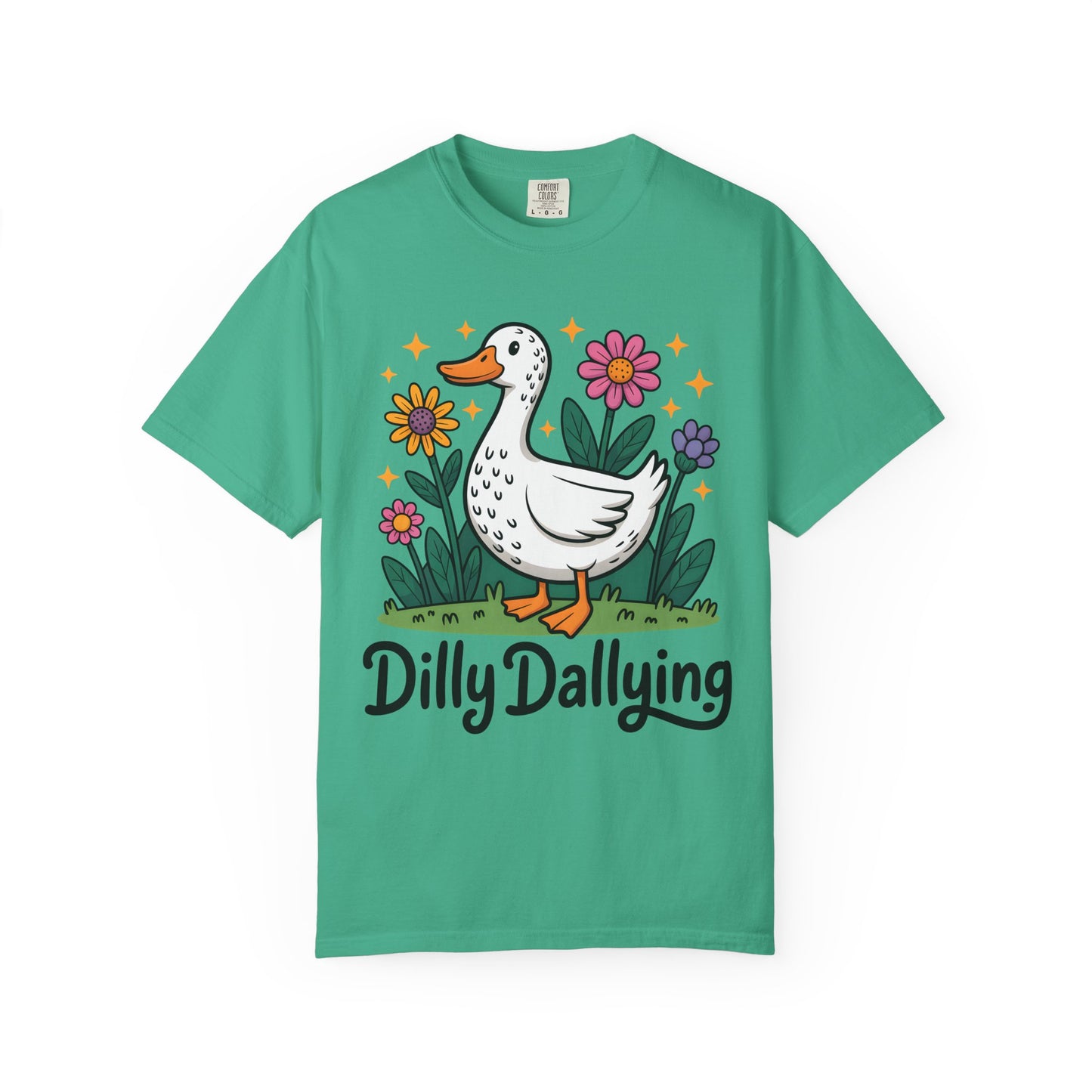 Dilly Dallying Duck T-Shirt — Cute Floral Goose Graphic Tee
