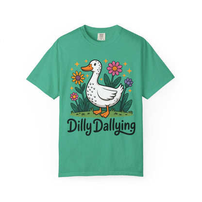 Dilly Dallying Duck T-Shirt — Cute Floral Goose Graphic Tee