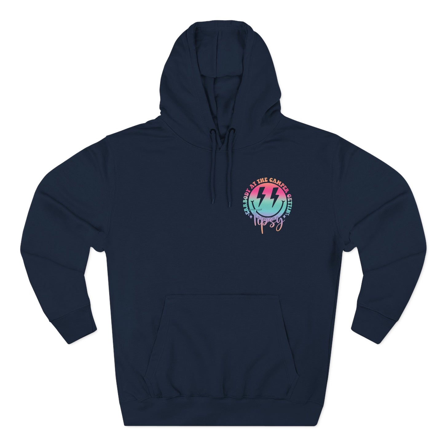 Gettin' Tipsy Camper Hoodie — Retro Pastel Camping Graphic Fleece