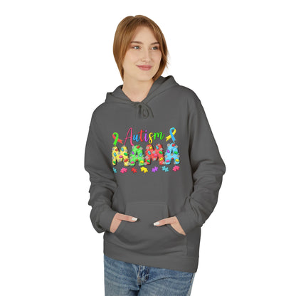 Autism Mama Hoodie — Colorful Puzzle-Print Mom Sweatshirt