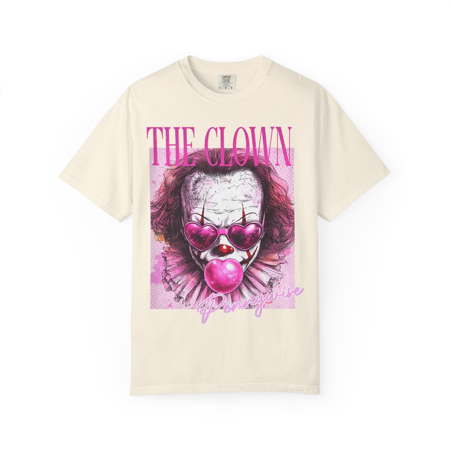 Clown Graphic T-Shirt — 'THE CLOWN' Pink Heart Balloon Horror Tee