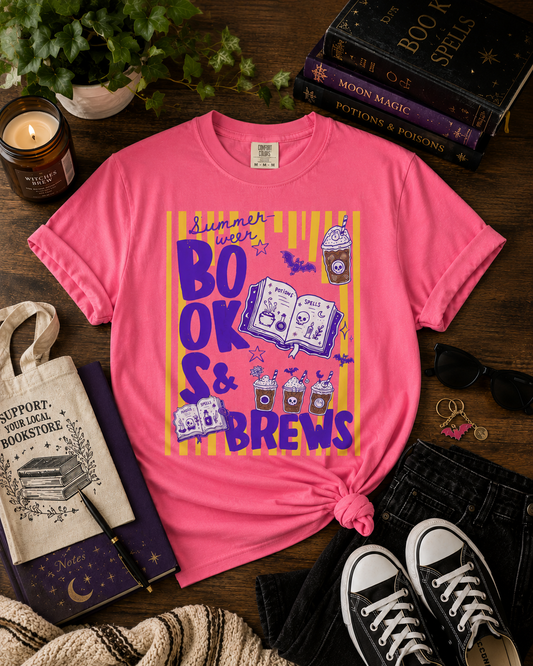 Books & Brews T-Shirt — Coffee Lover Reading Graphic Tee