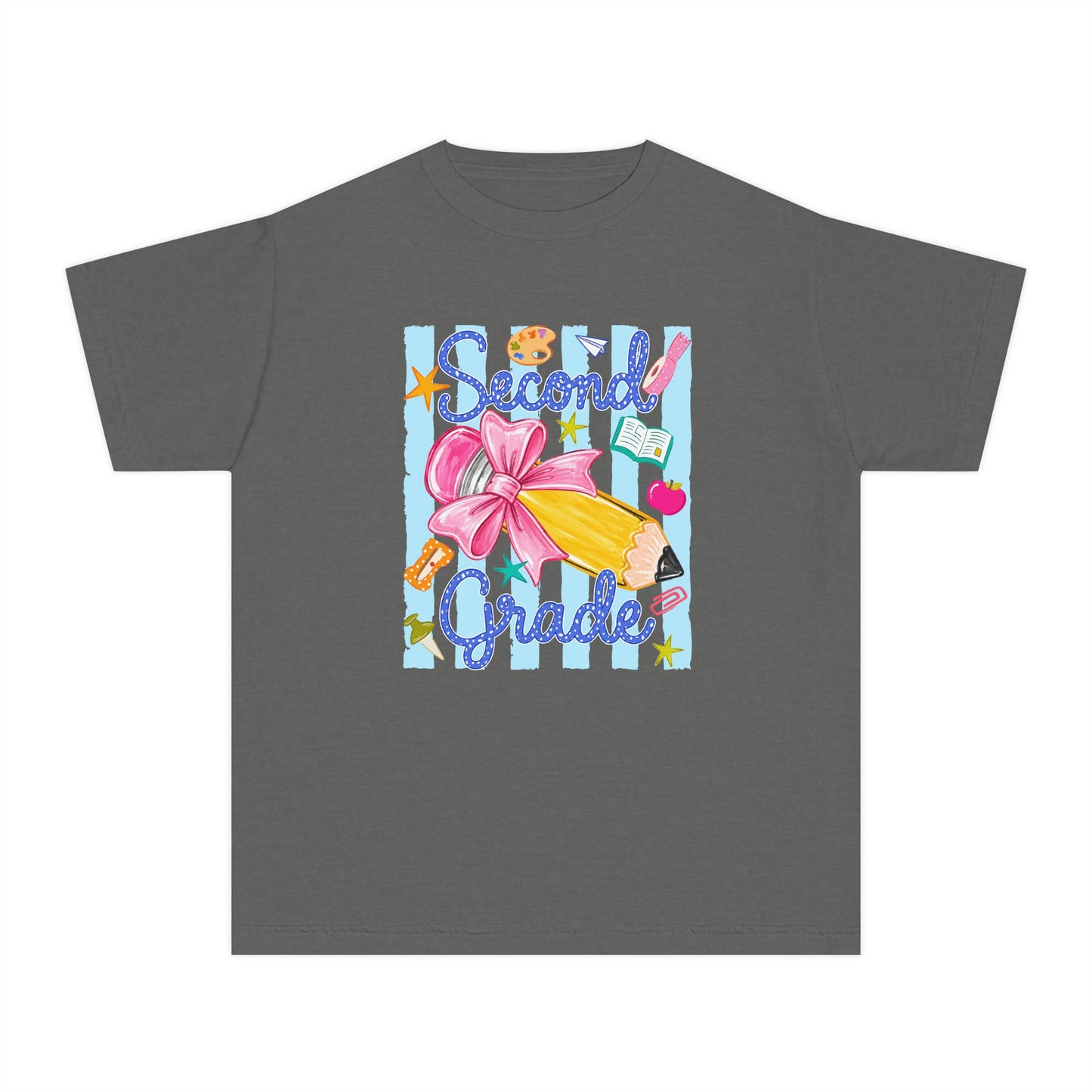 Second Grade Youth Tee — Back-to-School Cute Floral Pencil Design