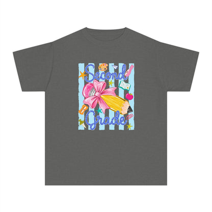 Second Grade Youth Tee — Back-to-School Cute Floral Pencil Design