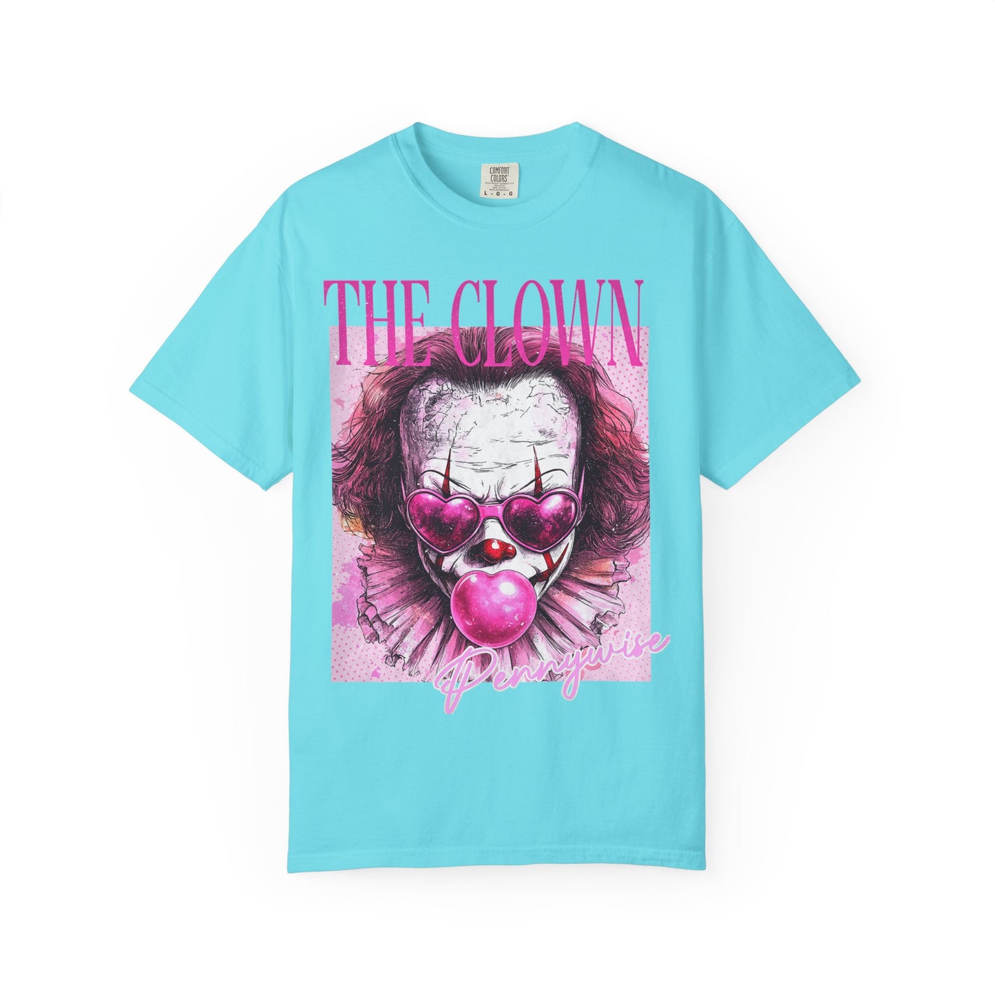 Clown Graphic T-Shirt — 'THE CLOWN' Pink Heart Balloon Horror Tee