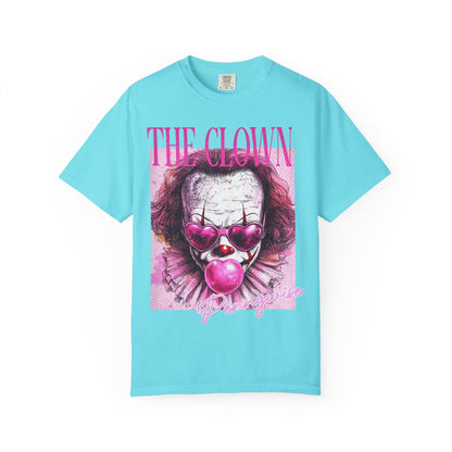 Clown Graphic T-Shirt — 'THE CLOWN' Pink Heart Balloon Horror Tee