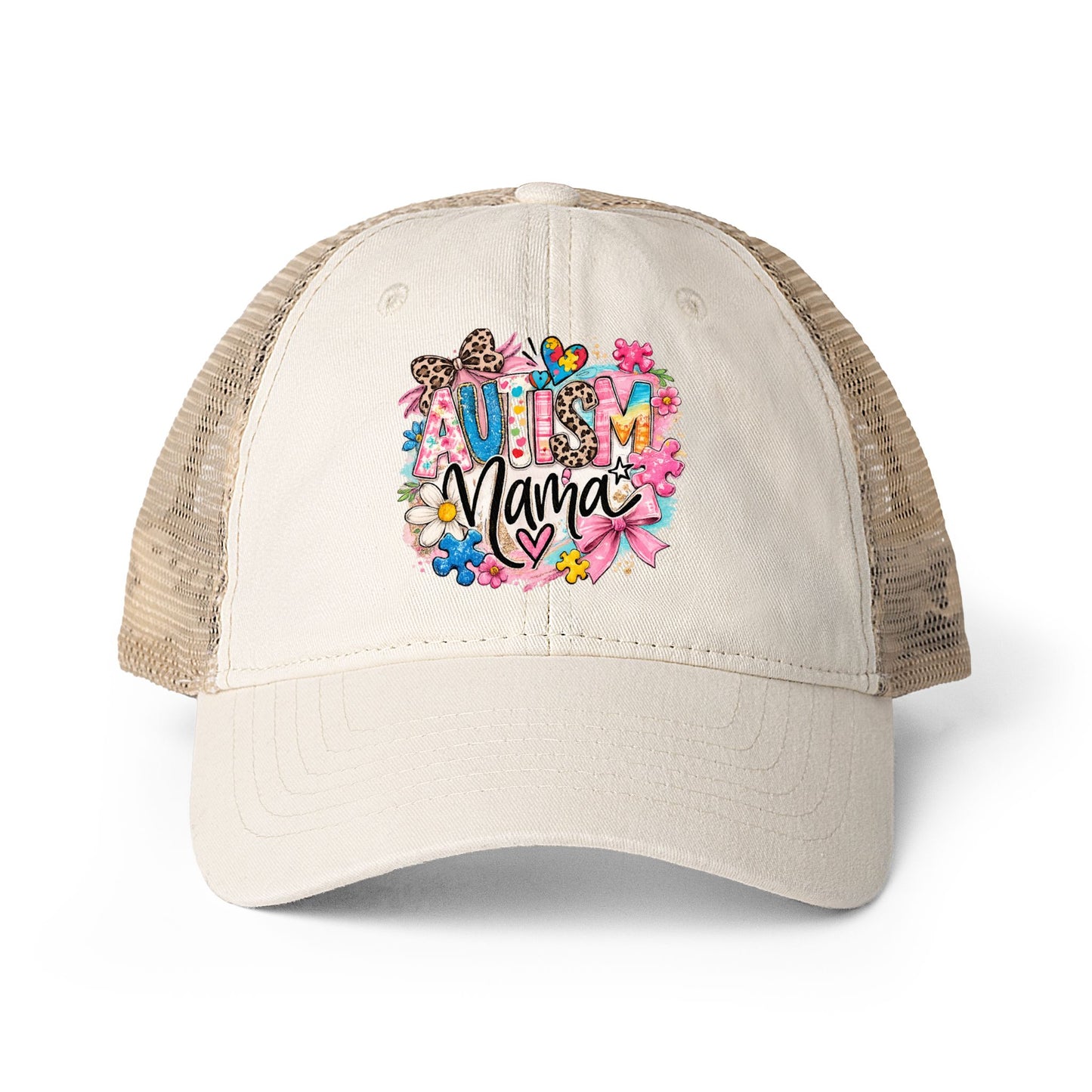 Women's Washed Mesh-Back Cap Autism Mama