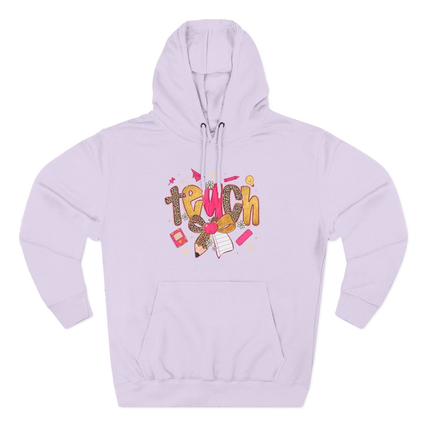 Teacher Cute Graphic Hoodie — "Teach" School Supplies Design
