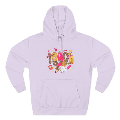 Teacher Cute Graphic Hoodie — "Teach" School Supplies Design