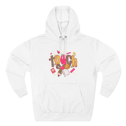 Teacher Cute Graphic Hoodie — "Teach" School Supplies Design