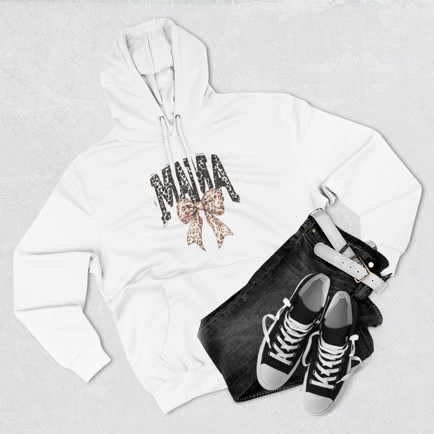 Mama Leopard Bow Hoodie — Mama Graphic Pullover for New Moms & Mother’s Day Gift
