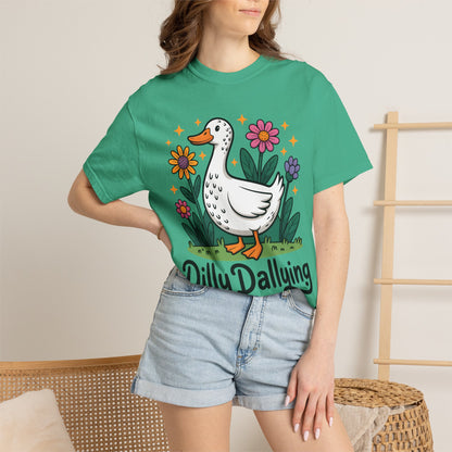Dilly Dallying Duck T-Shirt — Cute Floral Goose Graphic Tee