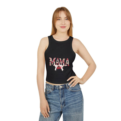 Mama Cherry Floral Racer Tank — Women's Cute Mother's Day Tank Top