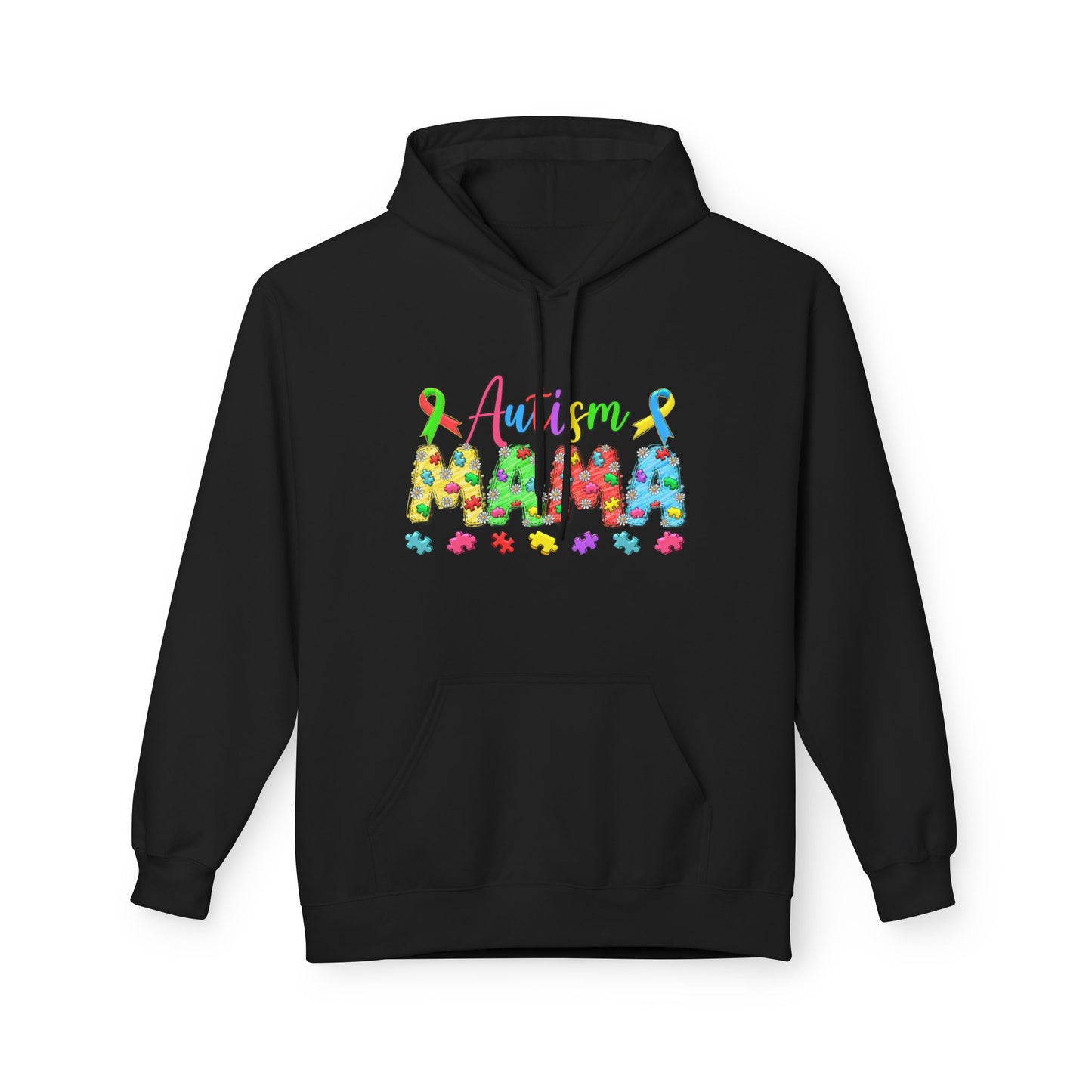 Autism Mama Hoodie — Colorful Puzzle-Print Mom Sweatshirt