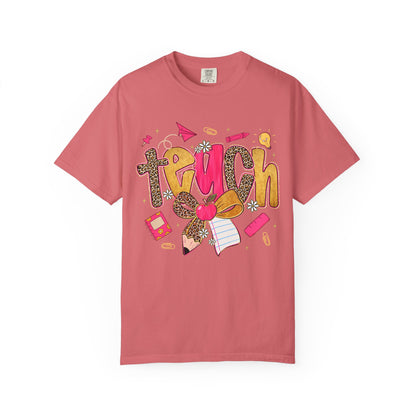 Teacher Graphic T‑Shirt — Colorful 'Teach' School Supplies Design for Educators