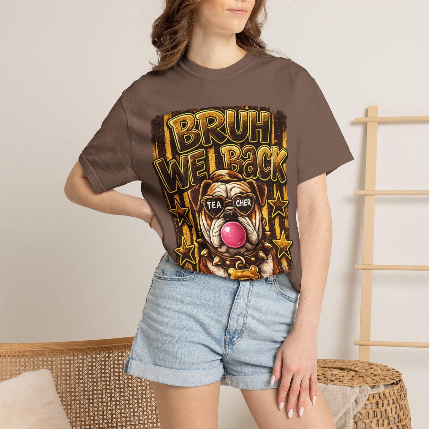 Bruh We Back Bulldog Graphic Tee — Teacher Bubblegum Bulldog T-Shirt