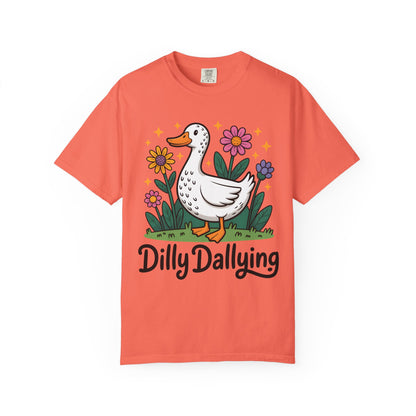 Dilly Dallying Duck T-Shirt — Cute Floral Goose Graphic Tee