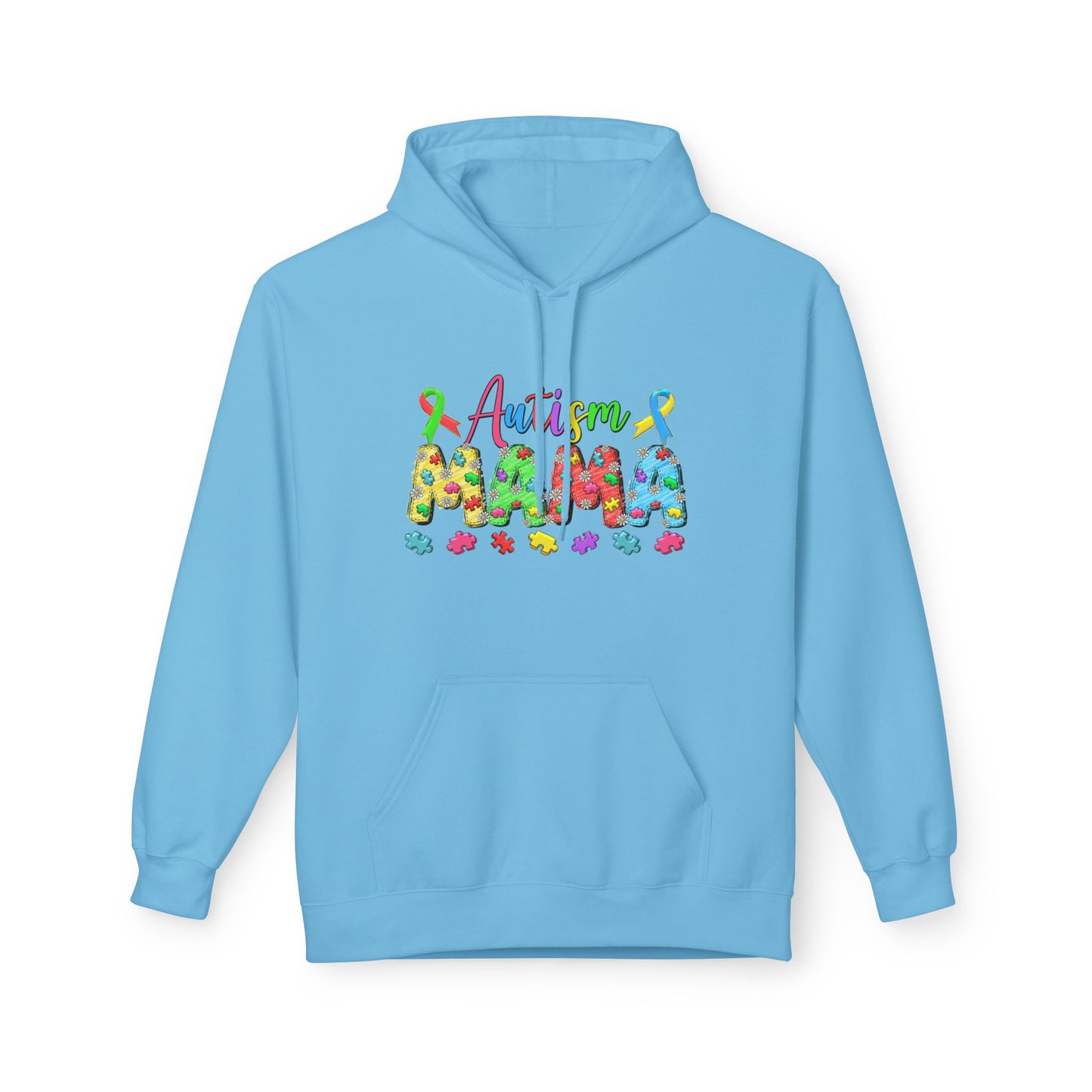 Autism Mama Hoodie — Colorful Puzzle-Print Mom Sweatshirt