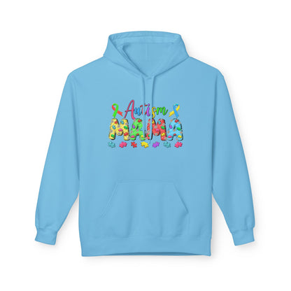 Autism Mama Hoodie — Colorful Puzzle-Print Mom Sweatshirt