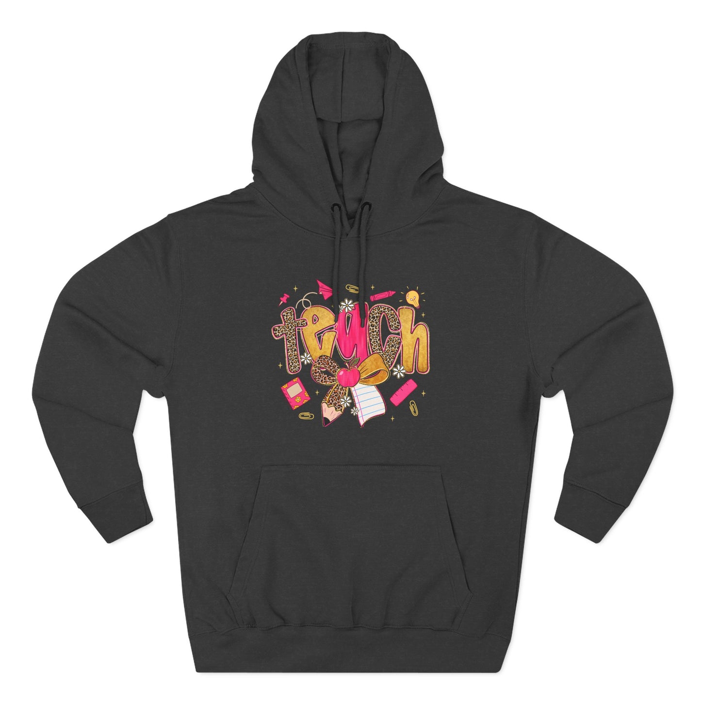 Teacher Cute Graphic Hoodie — "Teach" School Supplies Design