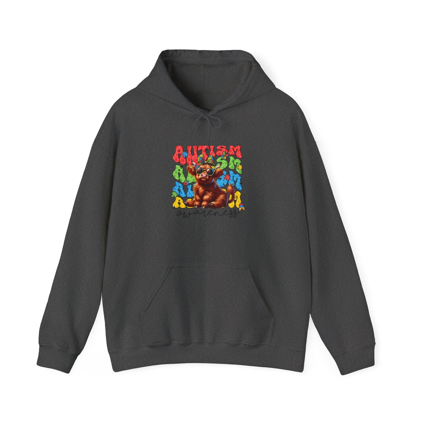 Autism Awareness Hoodie – Colorful Cow "Autism Awareness" Design