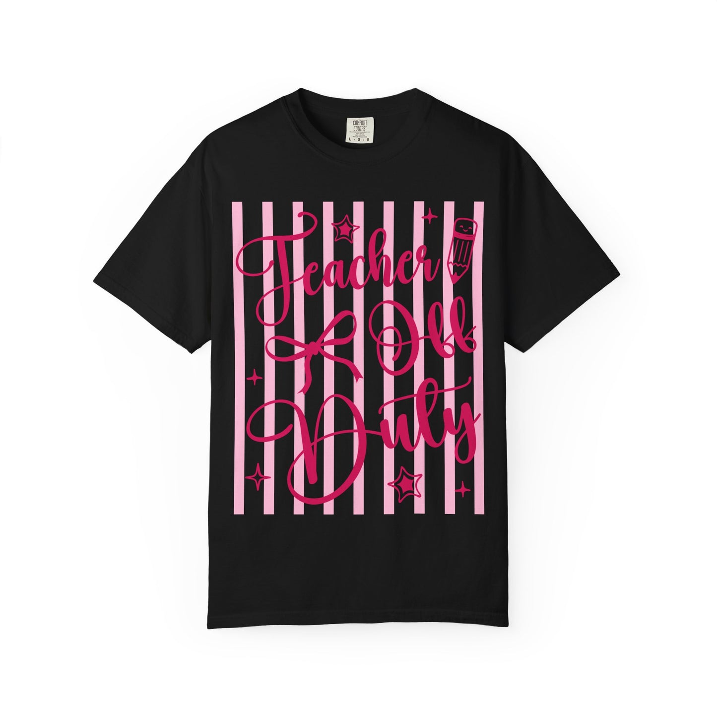 Teacher Off Duty T-Shirt — Pink Script Teacher Appreciation Tee