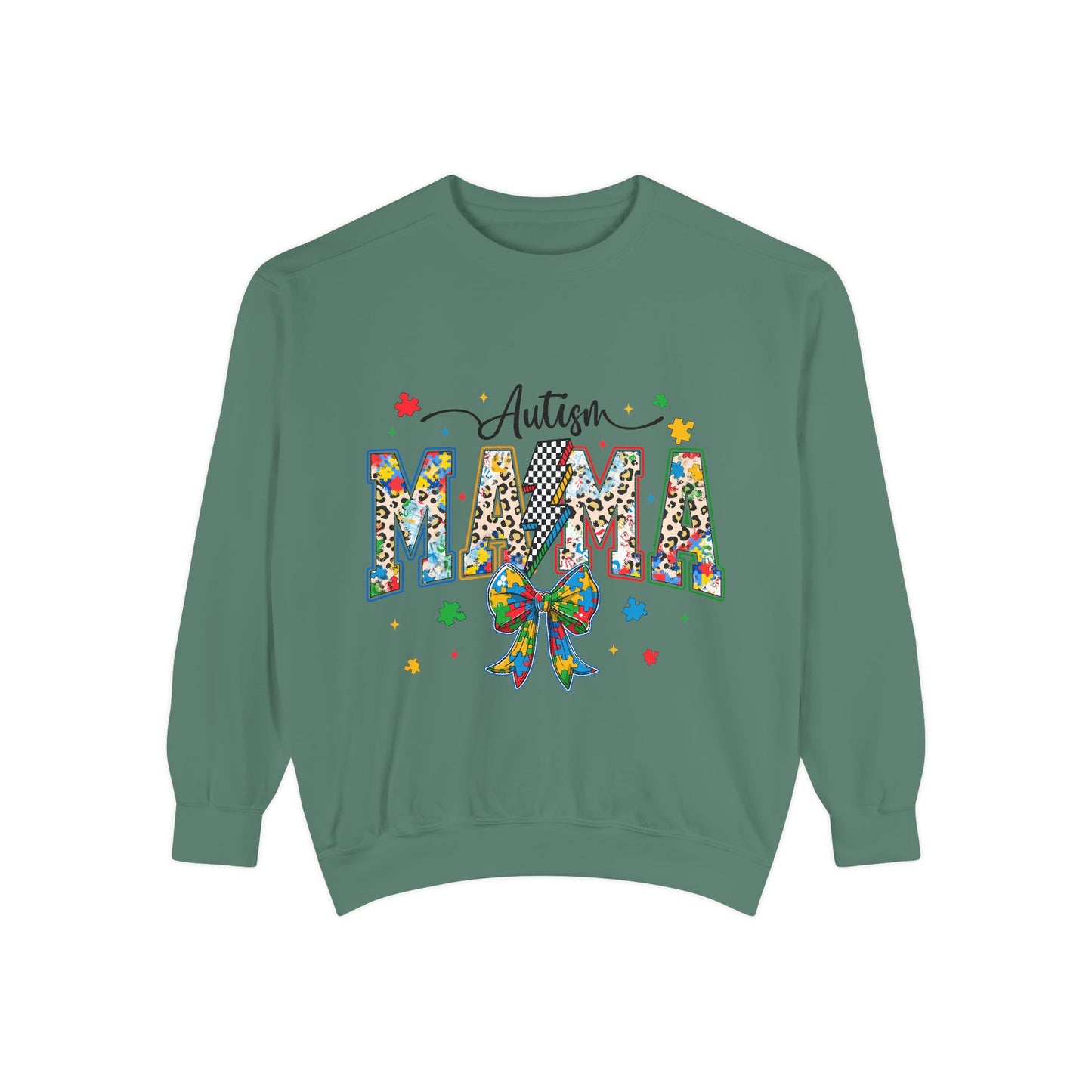 Autism Mama Sweatshirt — Colorful Puzzle Ribbon Mom Pullover