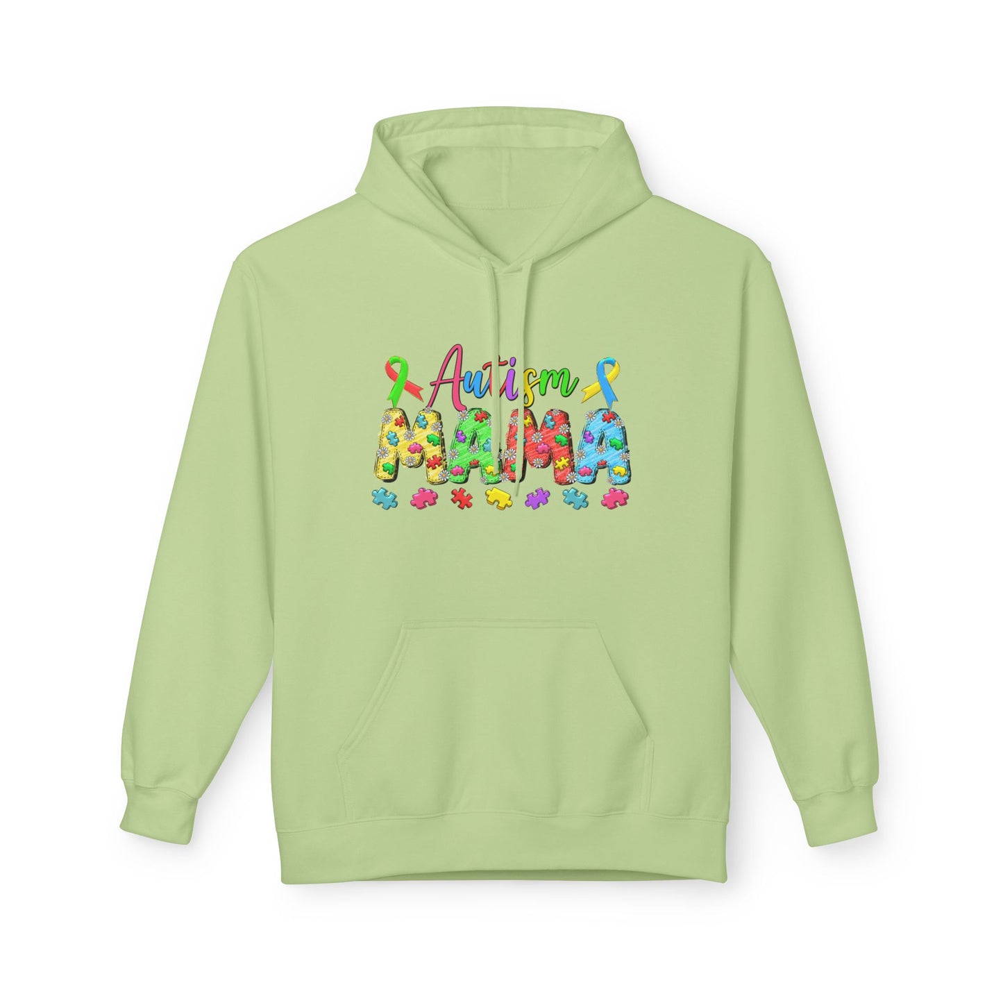 Autism Mama Hoodie — Colorful Puzzle-Print Mom Sweatshirt