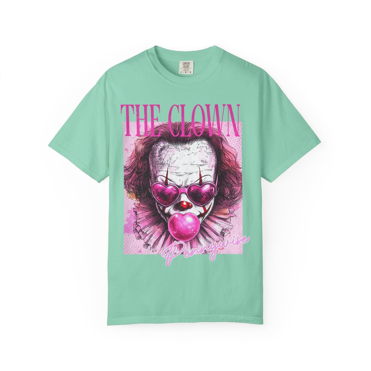 Clown Graphic T-Shirt — 'THE CLOWN' Pink Heart Balloon Horror Tee