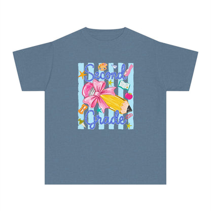 Second Grade Youth Tee — Back-to-School Cute Floral Pencil Design