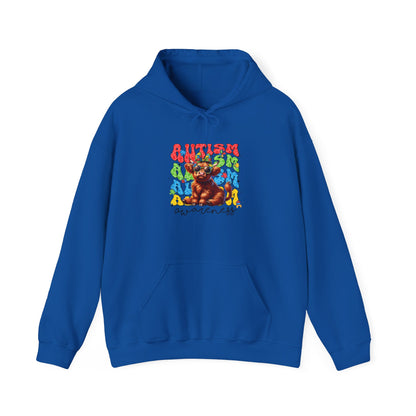 Autism Awareness Hoodie – Colorful Cow "Autism Awareness" Design