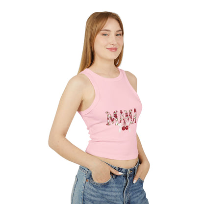 Mama Cherry Floral Racer Tank — Women's Cute Mother's Day Tank Top