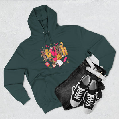 Teacher Cute Graphic Hoodie — "Teach" School Supplies Design