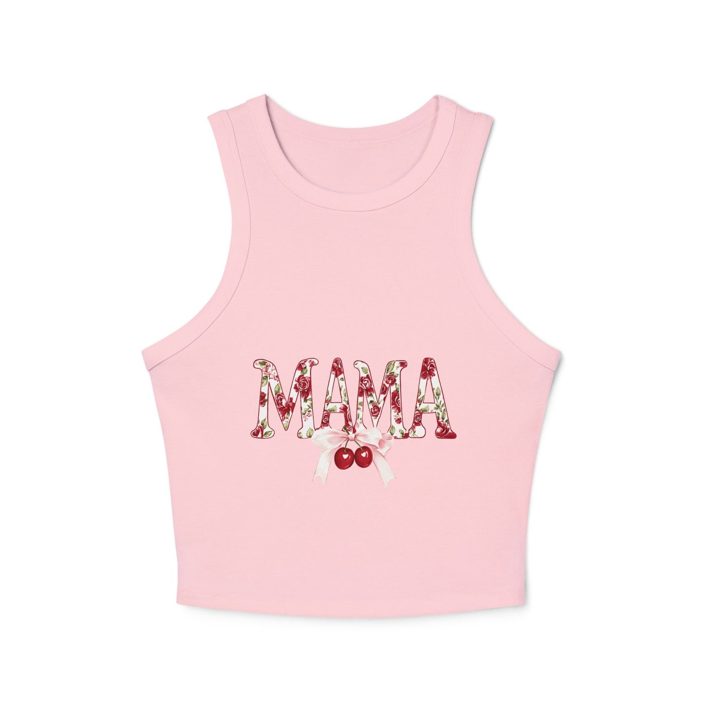 Mama Cherry Floral Racer Tank — Women's Cute Mother's Day Tank Top
