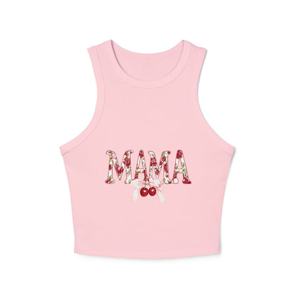 Mama Cherry Floral Racer Tank — Women's Cute Mother's Day Tank Top