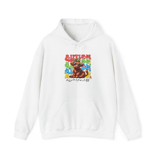 Autism Awareness Hoodie – Colorful Cow "Autism Awareness" Design