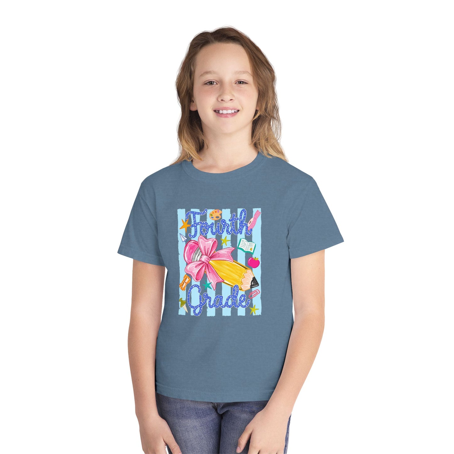 Fourth Grade Youth T‑Shirt — Cute School Supplies Back to School Tee