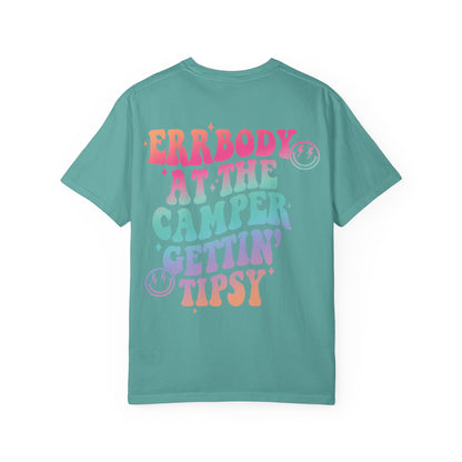 Gettin' Tipsy Camper T-Shirt — Retro Rainbow Camping Tee
