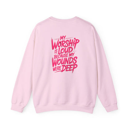 Worship Is Loud Crewneck Sweatshirt — Christian Faith Graphic