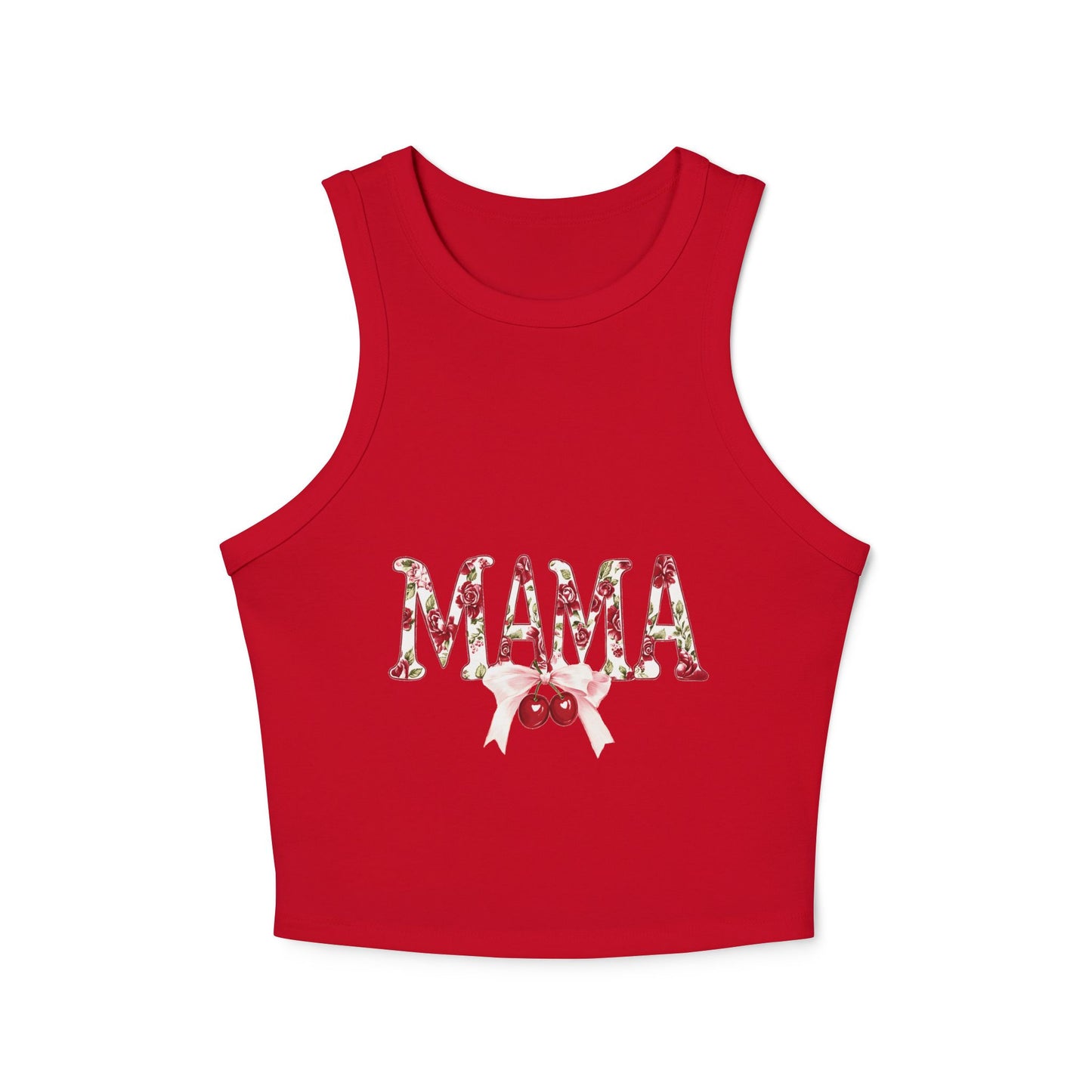 Mama Cherry Floral Racer Tank — Women's Cute Mother's Day Tank Top