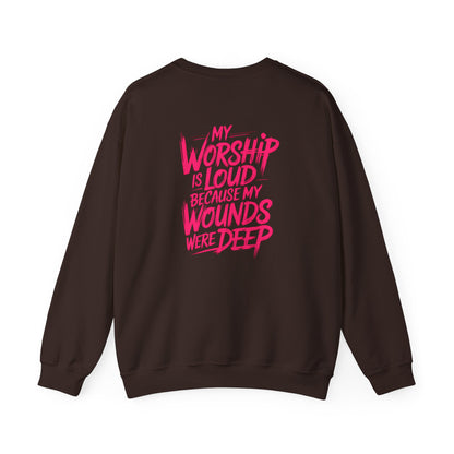 Worship Is Loud Crewneck Sweatshirt — Christian Faith Graphic