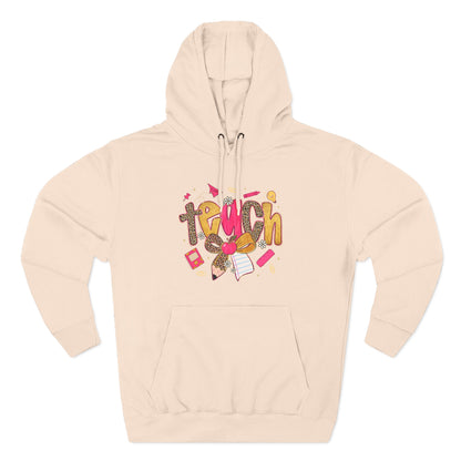 Teacher Cute Graphic Hoodie — "Teach" School Supplies Design
